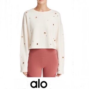 ALO Yoga Cream Cropped Crew Sweatshirt